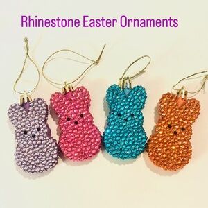 Rhinestone Easter Bunny Ornaments - Purple, Pink, Teal, Orange